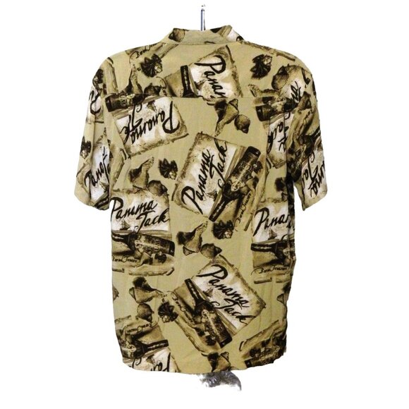 Panama Jack Hawaiian Shirt L Brown Rum Print Short Sleeve Button Rayon - Picture 3 of 7